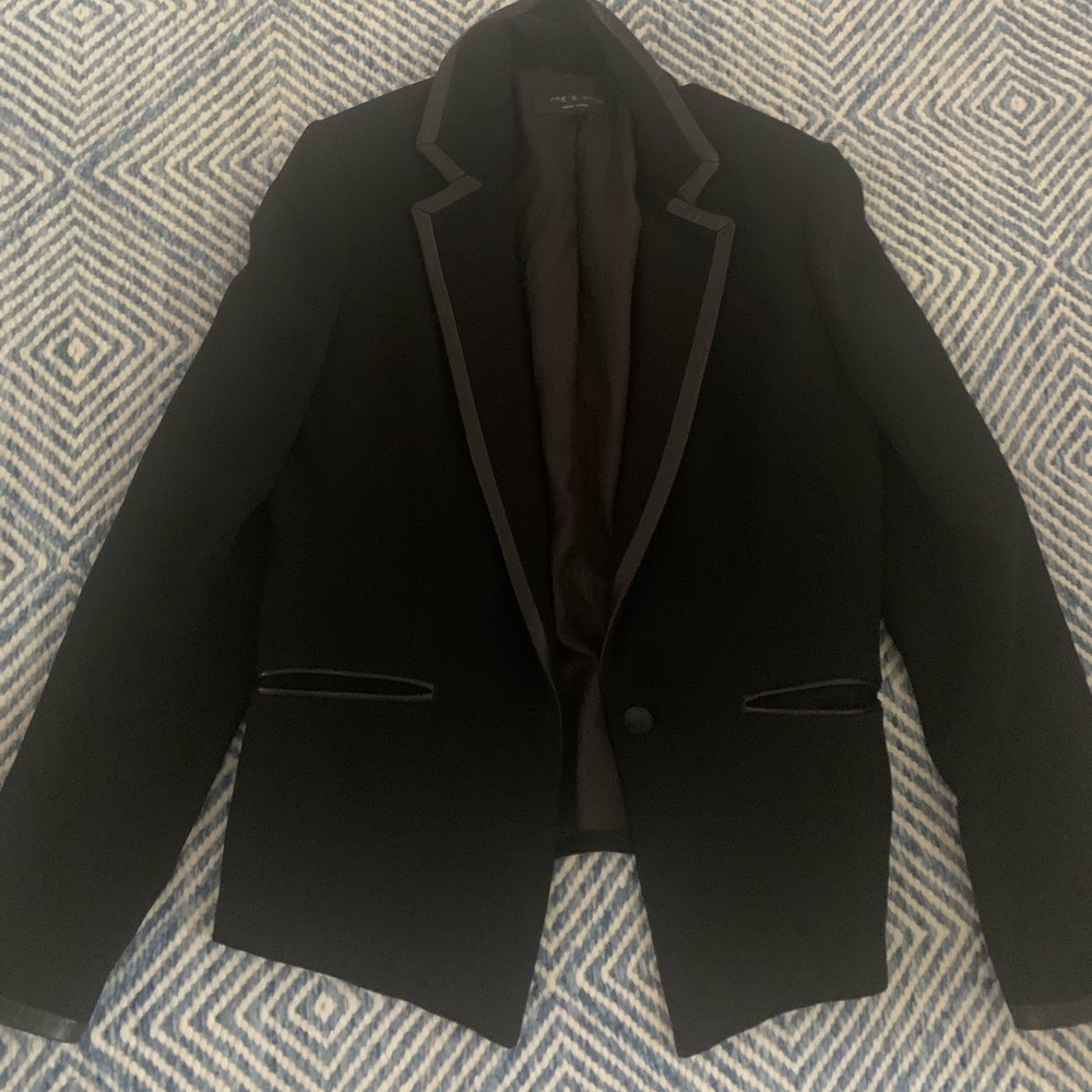 Rag & Bone black w/ leather trim blazer size 6